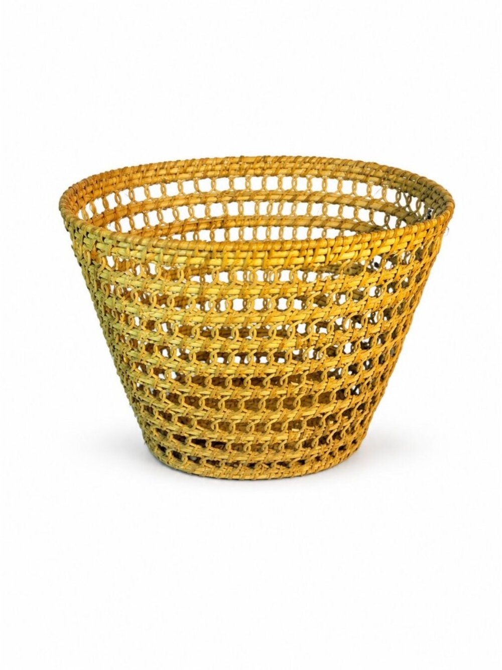 Small Wicker Trash Can Basket Mid Century Natural Fibers Vintage Handwoven